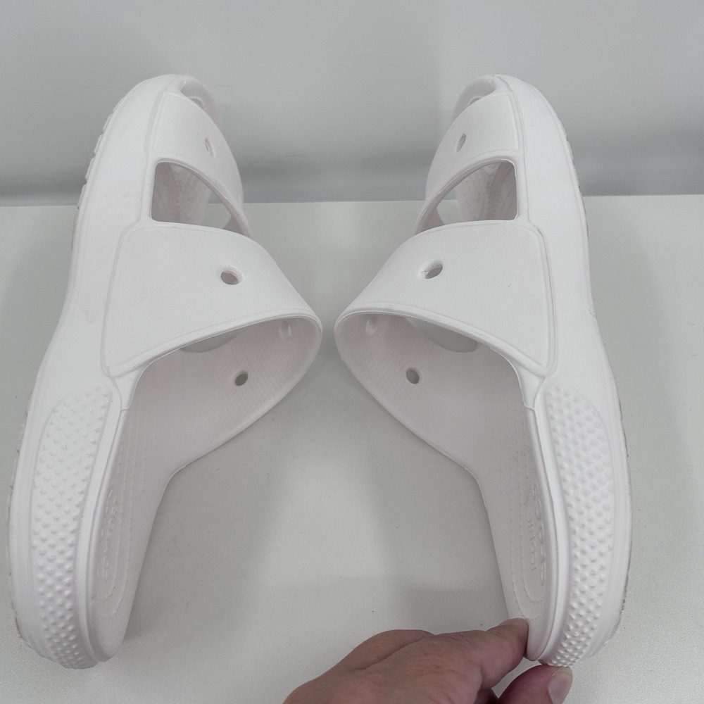 Crocs Classic Two-Strap‎ Slide Sandals Size Women 10 Mens 8 White Comfort Casual - Picture 6 of 9